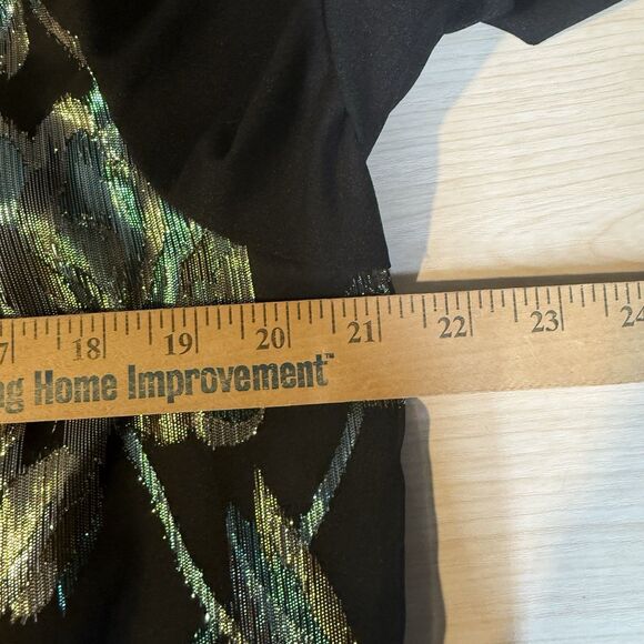 VTG Another Thyme Black LS Blouse Metallic Floral Fairy Gothic USA Art To Wear - Picture 9 of 11